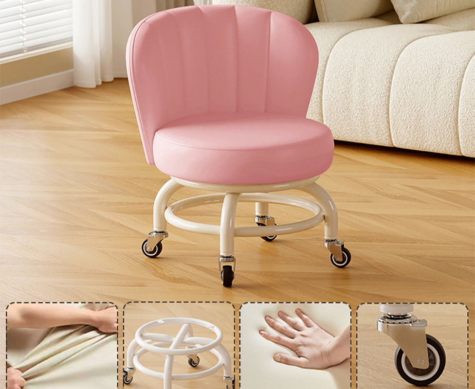 Upgraded carbon steel frame: pink [with] silent rubber wheels