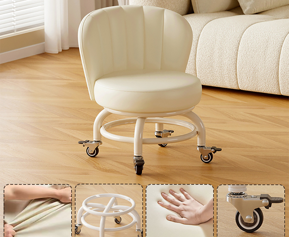 Upgraded carbon steel frame: white [with] rubber brake wheels