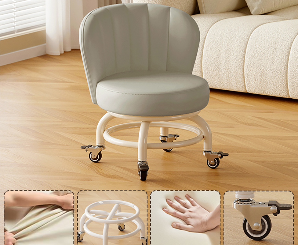 Upgraded carbon steel frame: light gray [with] rubber brake wheels