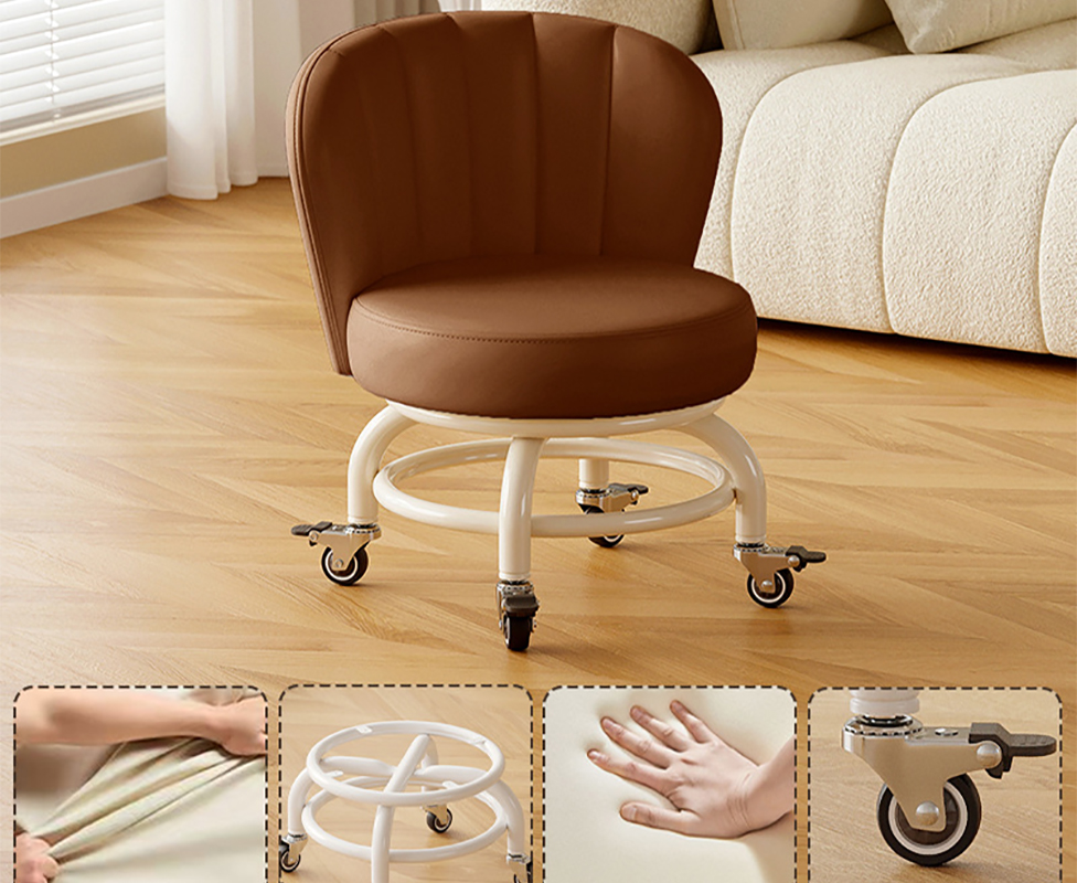 Upgraded carbon steel frame: deep coffee [with] rubber brake wheels