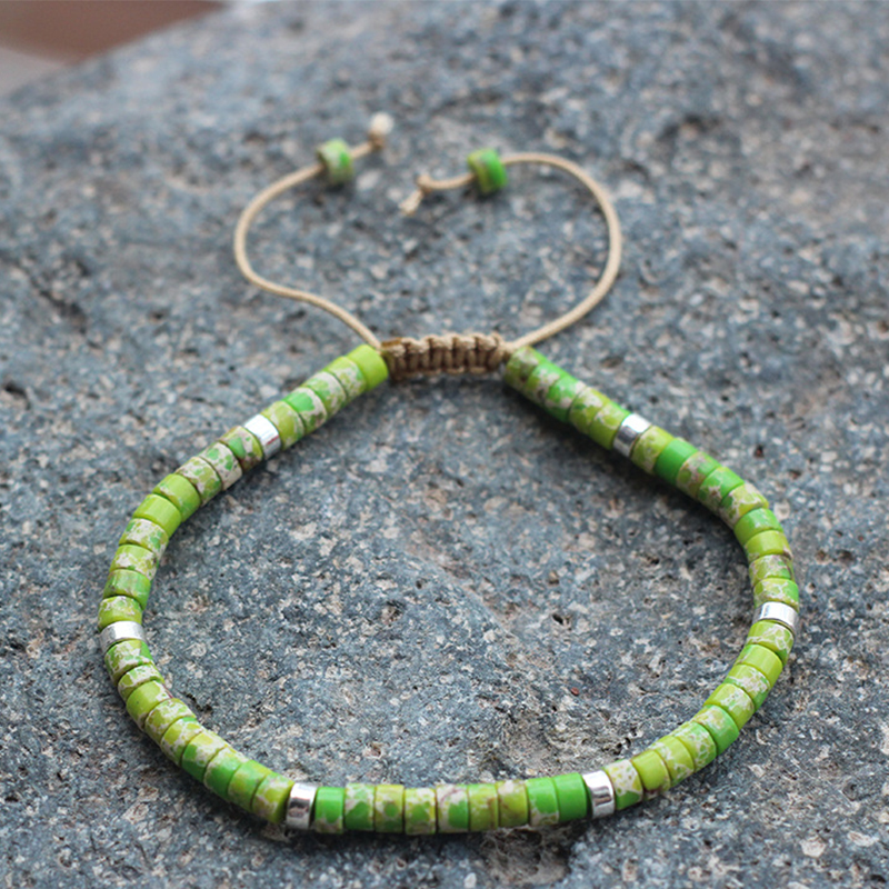 Fruit green emperor stone silver spacer