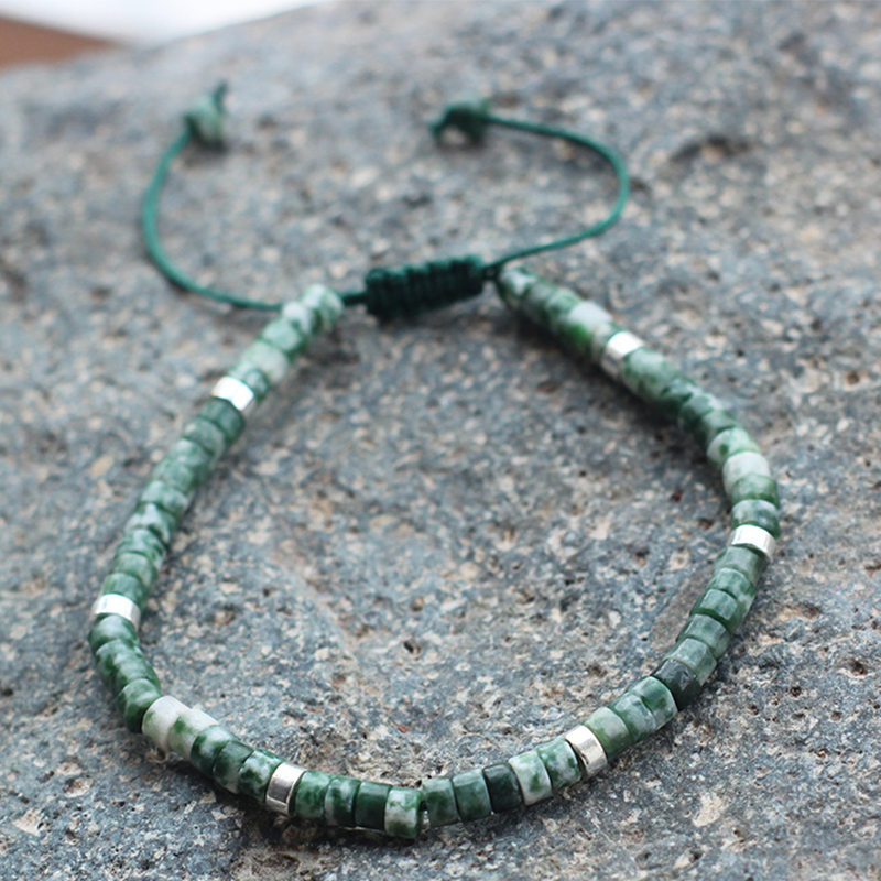 Green emperor stone silver spacer