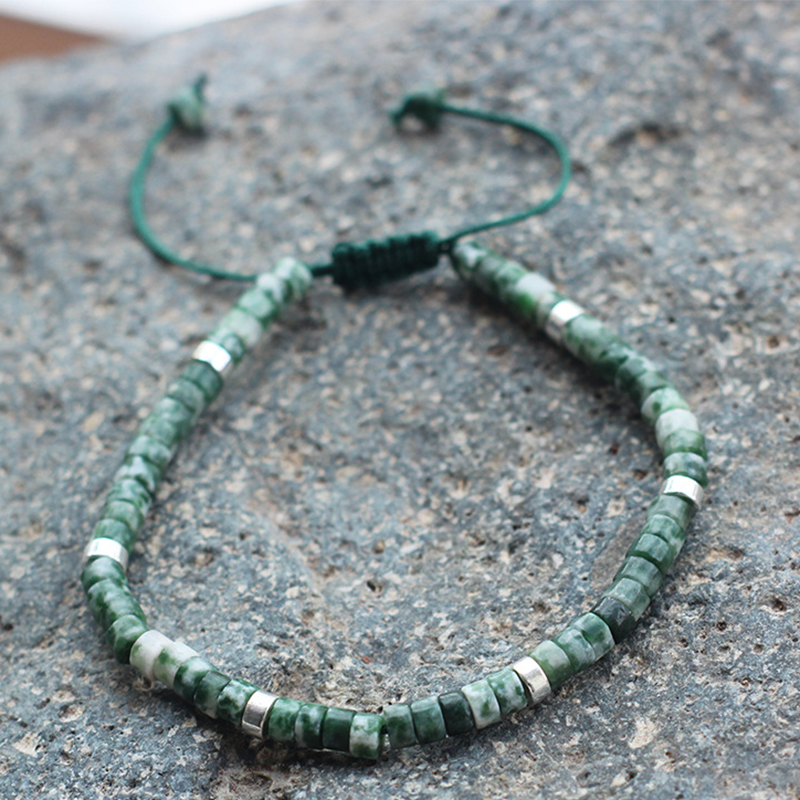 11:Green emperor stone silver spacer