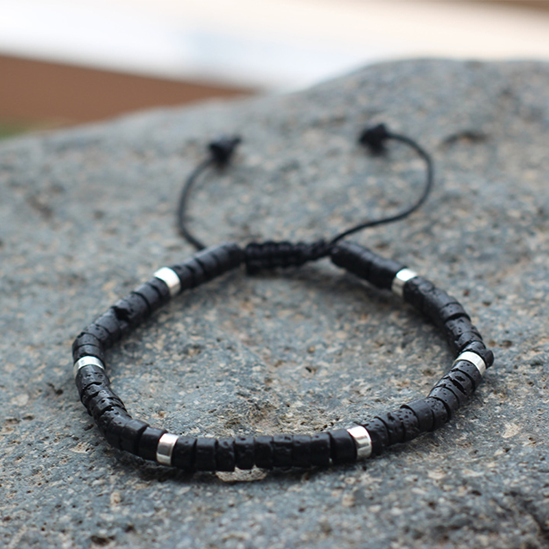 23:Volcanic stone silver spacer