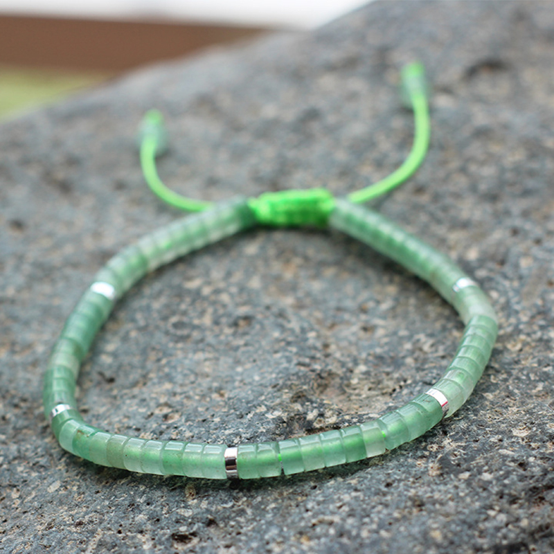 33:Green aventurine silver spacer