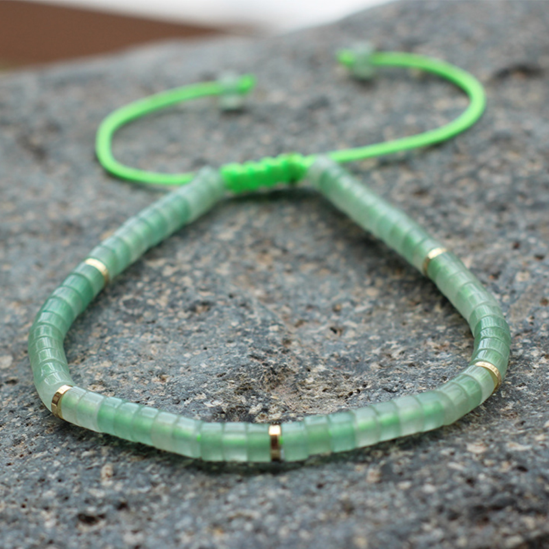 34:Green aventurine gold spacer