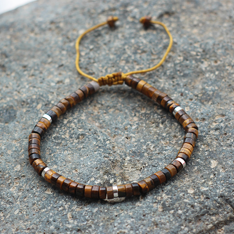 Yellow tiger eye stone silver spacer