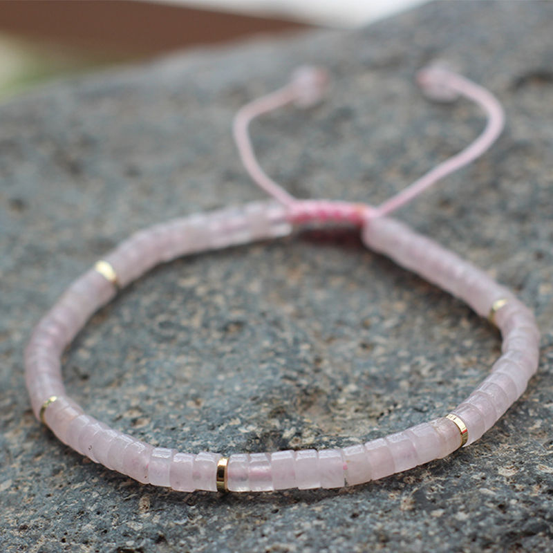 Rose quartz gold spacer