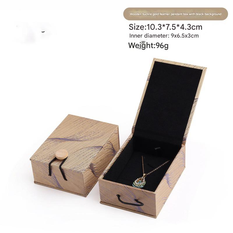 2:Wooden inlaid gold feather pendant box