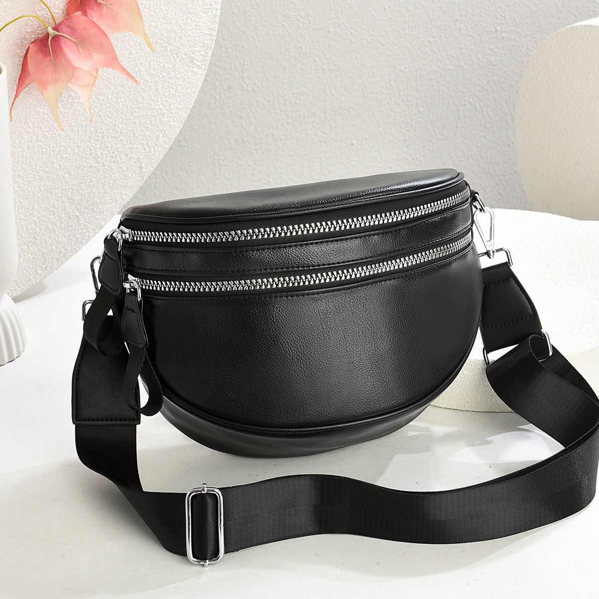 Black PU leather