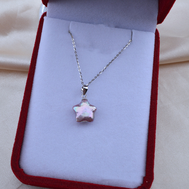 2:Purple five-pointed star pearl pendant