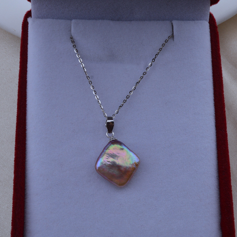 7:Purple square pearl pendant