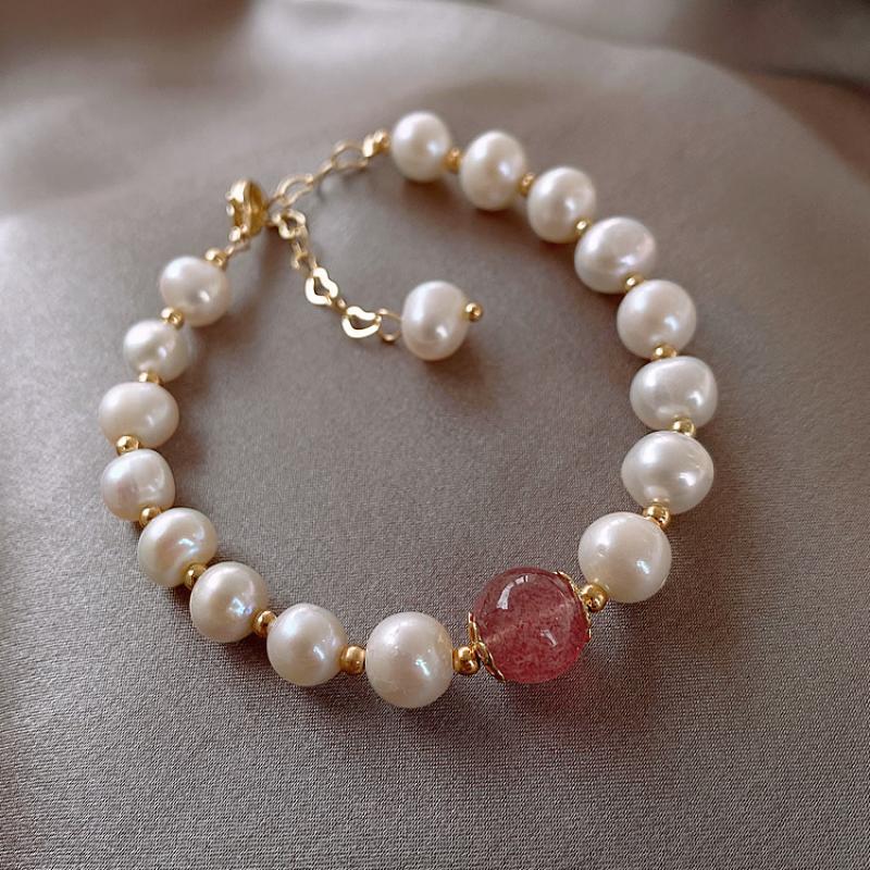 1:Strawberry Crystal pearl bracelet A single hanging