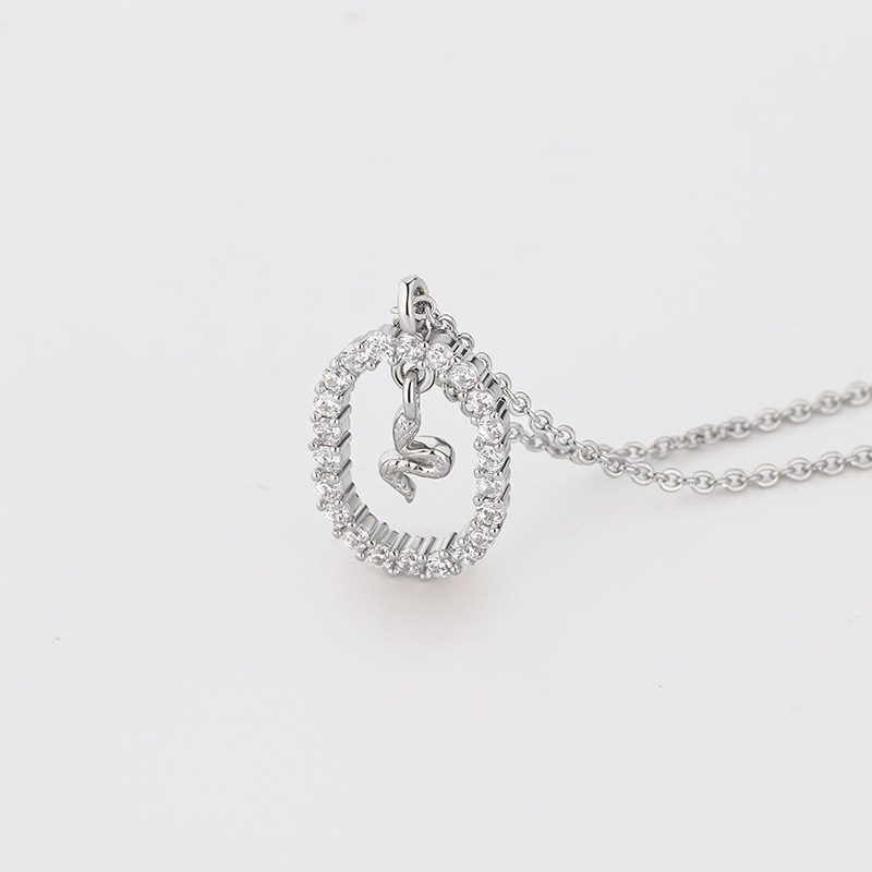 1:Spirit snake oval zircon necklace white gold