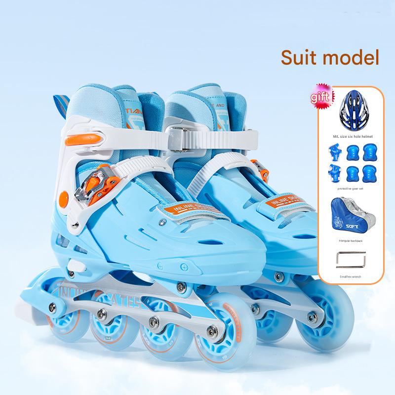 Blue and orange (shoes   protective gear   helmet   backpack   accessories)