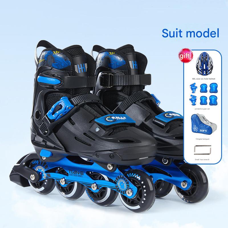 Black and blue (shoes   protective gear   helmet   backpack   accessories)