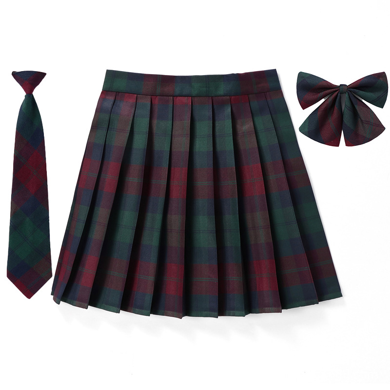 E 43cm plaid skirt   bow tie   tie