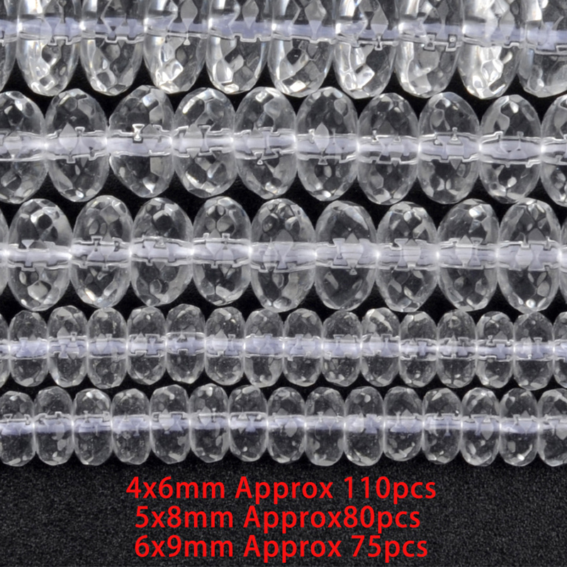 17:4x6mm faceted white crystal abacus beads