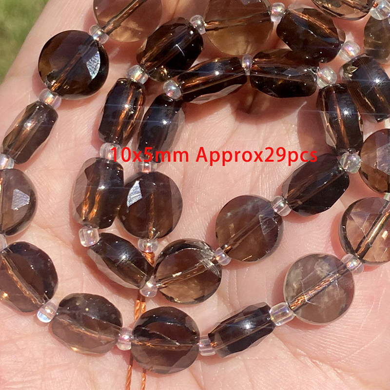 10x5mm faceted flat round bead tea crystal 38cm