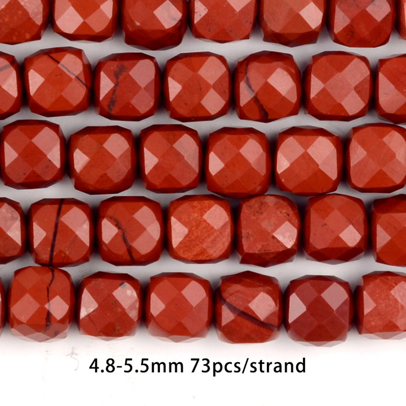 5mm natural red stone faceted squares Size