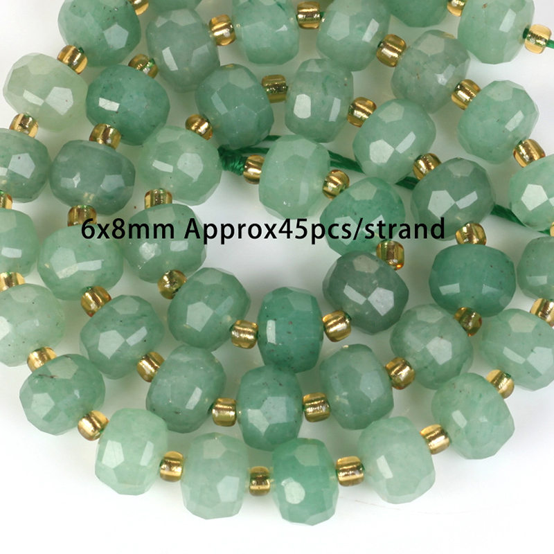 6x8mm faceted abacus beads green aventurine Size