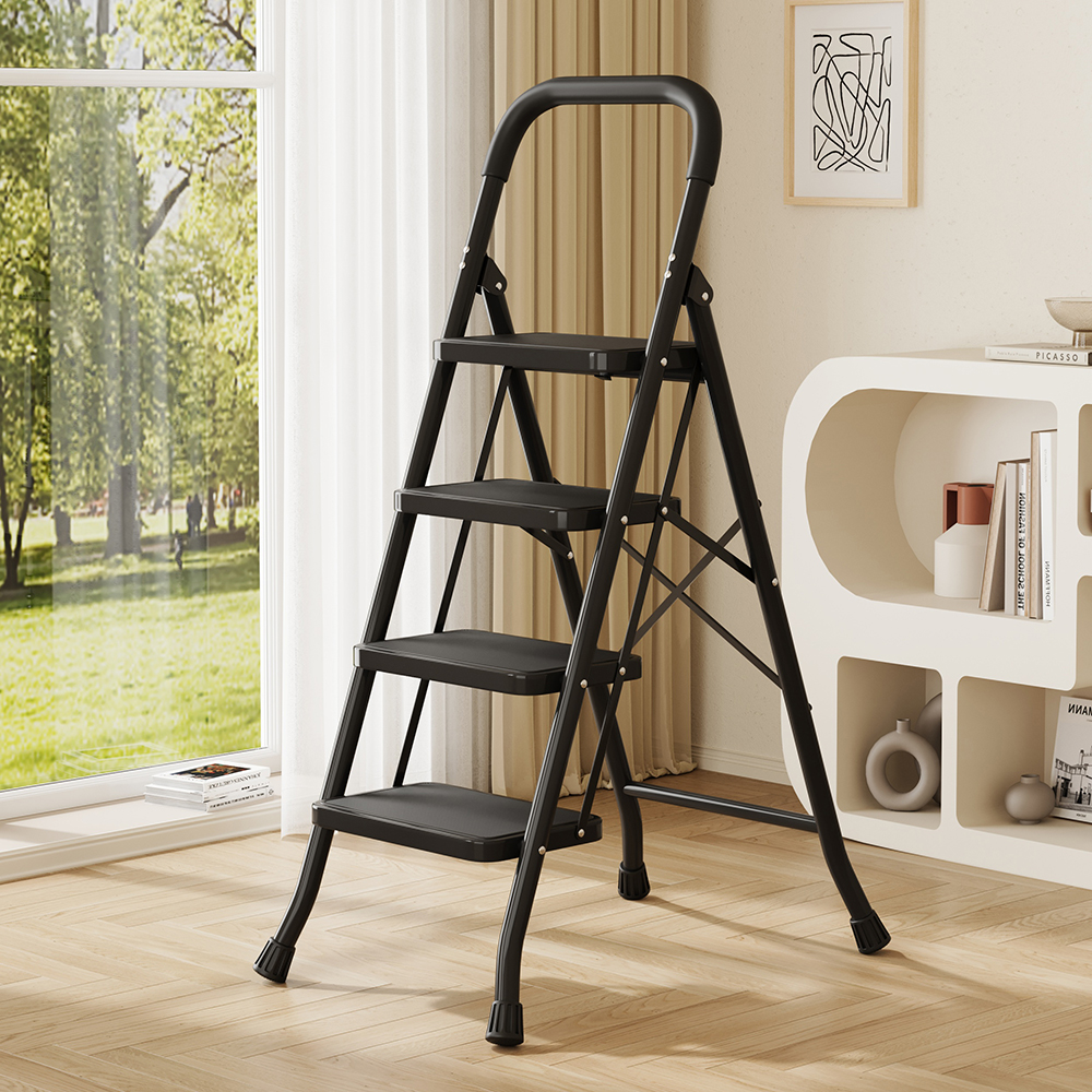 Black four-step ladder