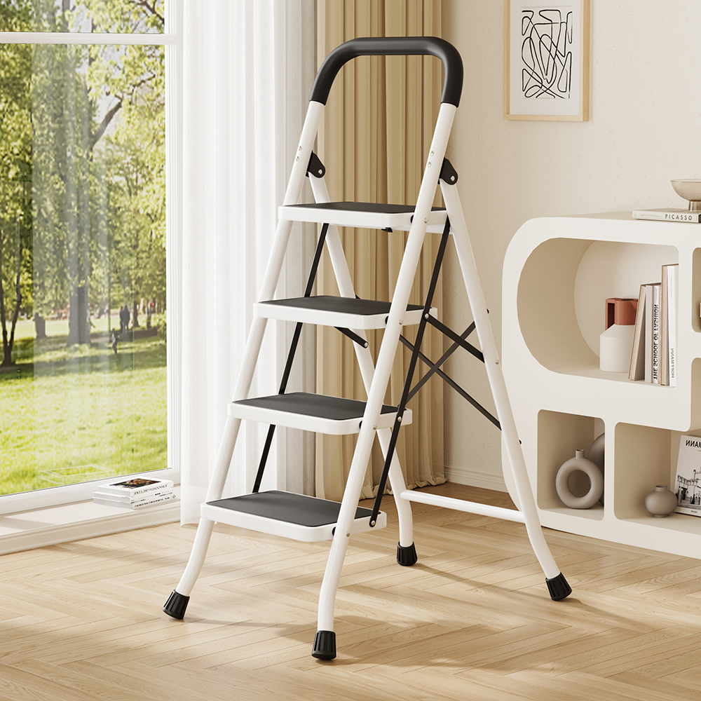 White four-step ladder