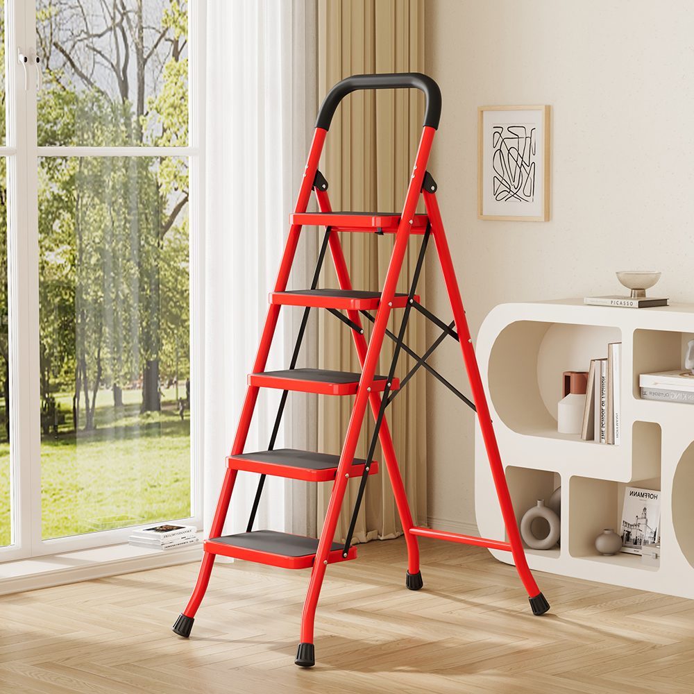 Red five-step ladder