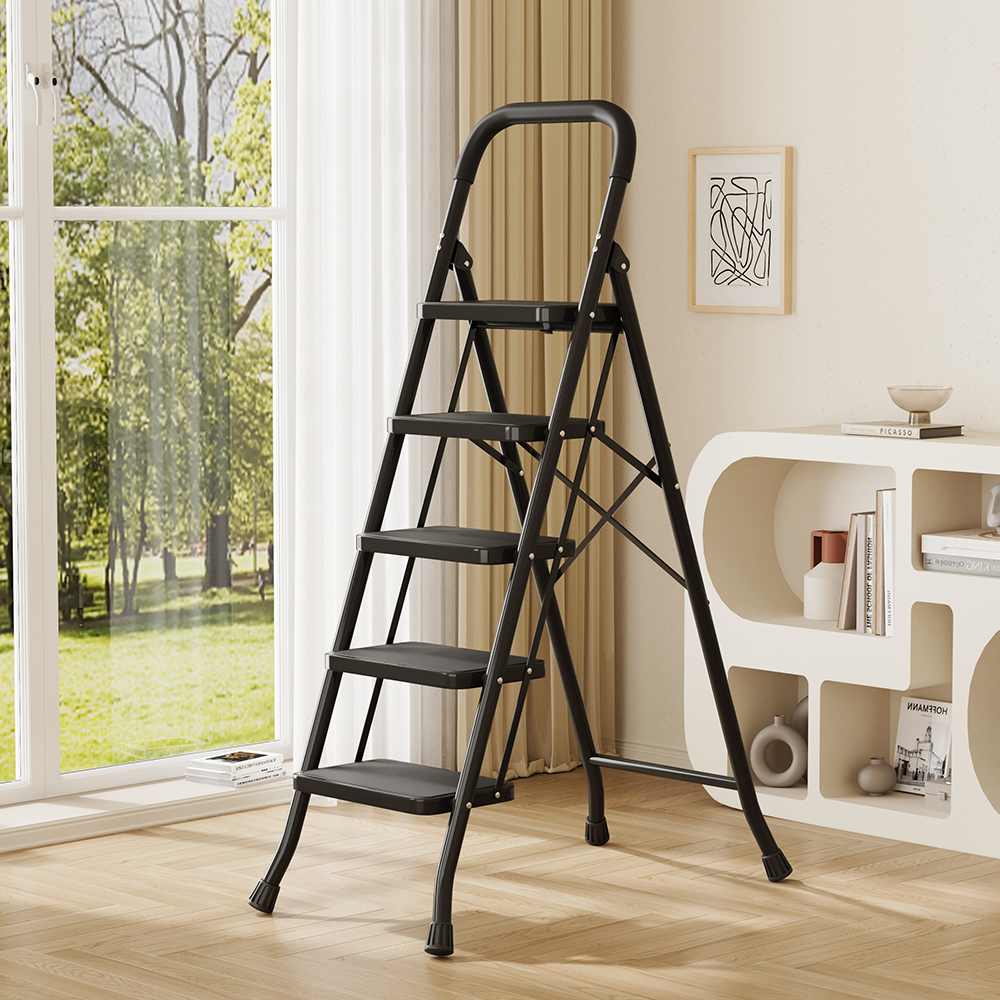 Black five-step ladder