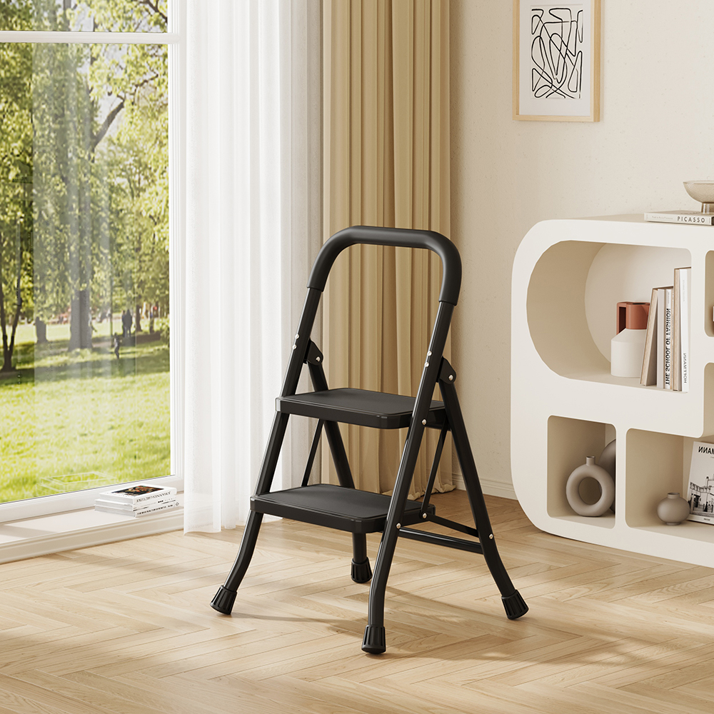 Black two step ladder