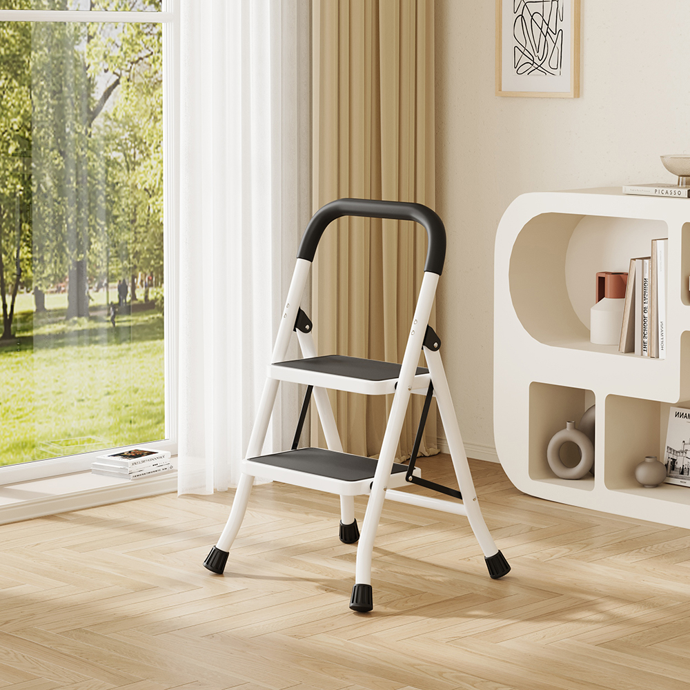 White two step ladder