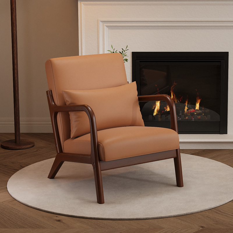 Classic orange brown pu walnut single