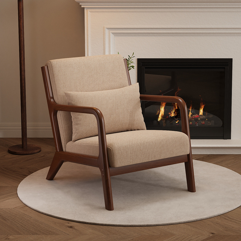 Upgraded khaki cotton and linen walnut single