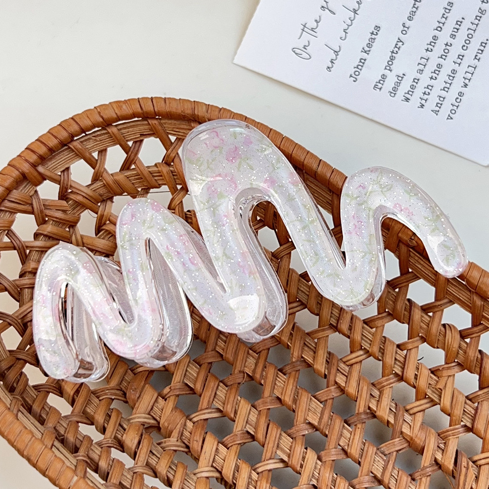 Glitter pink green-wavy