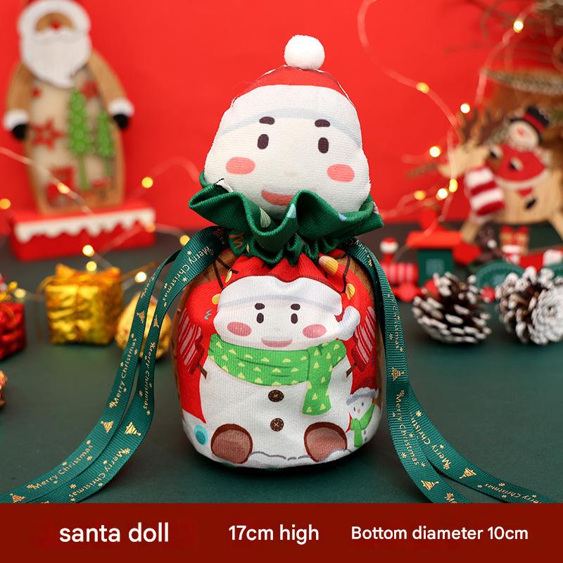 Flannel doll head apple bag snowman