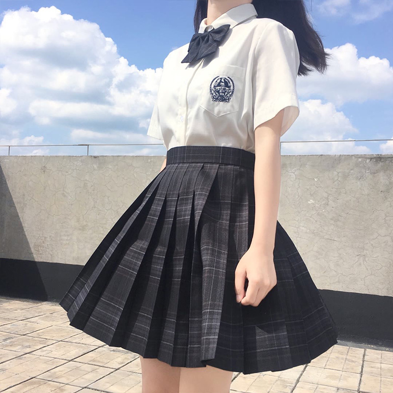 Short-sleeved shirt   skirt   bow tie