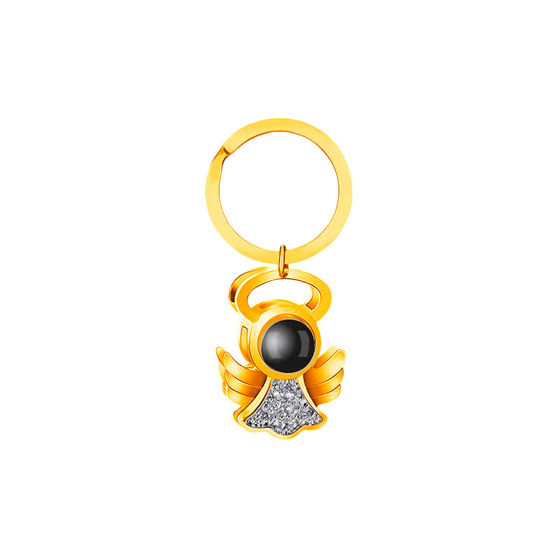 3:Little Angel projection Keychain [yellow gold]]