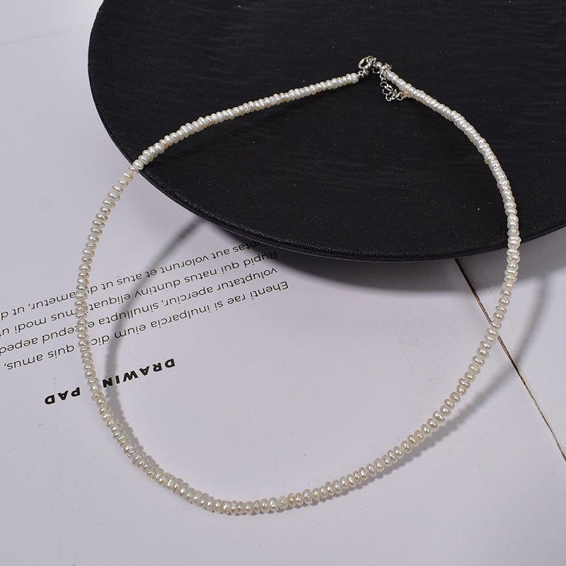 1:2-3mm white flat beads + 925 silver extension chain