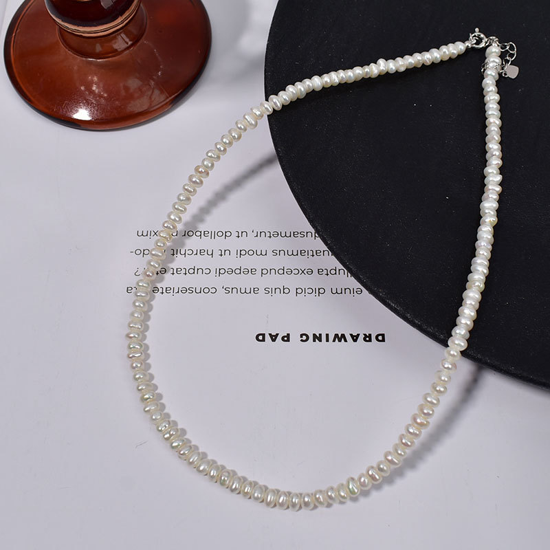 2:3-4mm white flat beads + 925 silver extension chain