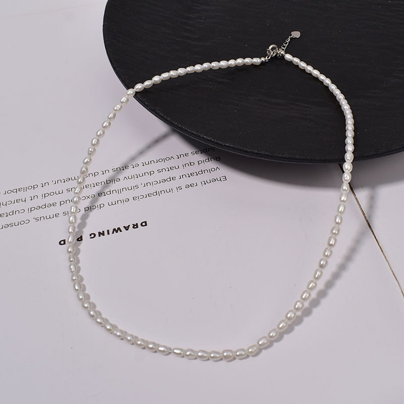 3:3mm rice beads + 925 silver extension chain