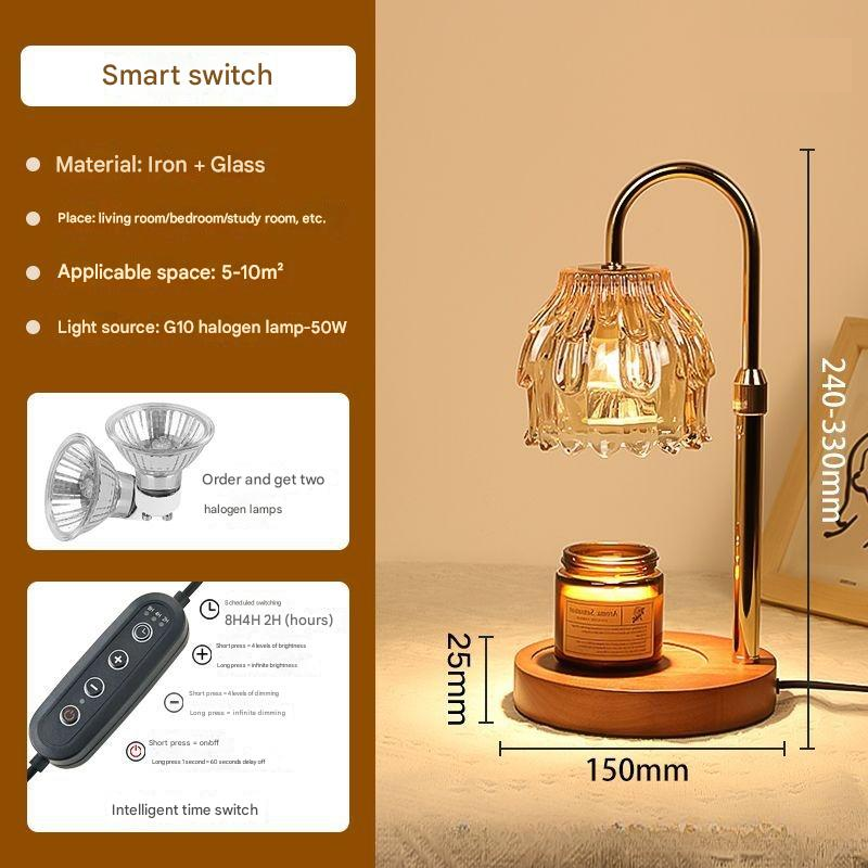champagne case   walnut-colored base - timed dimming