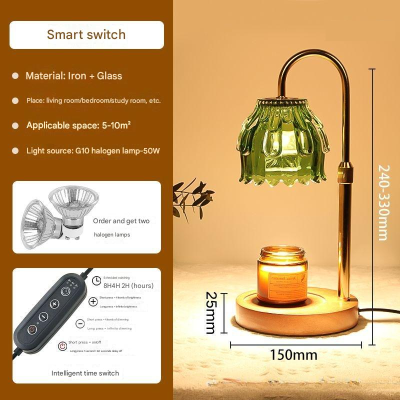 green cover   walnut-colored base - timed dimming