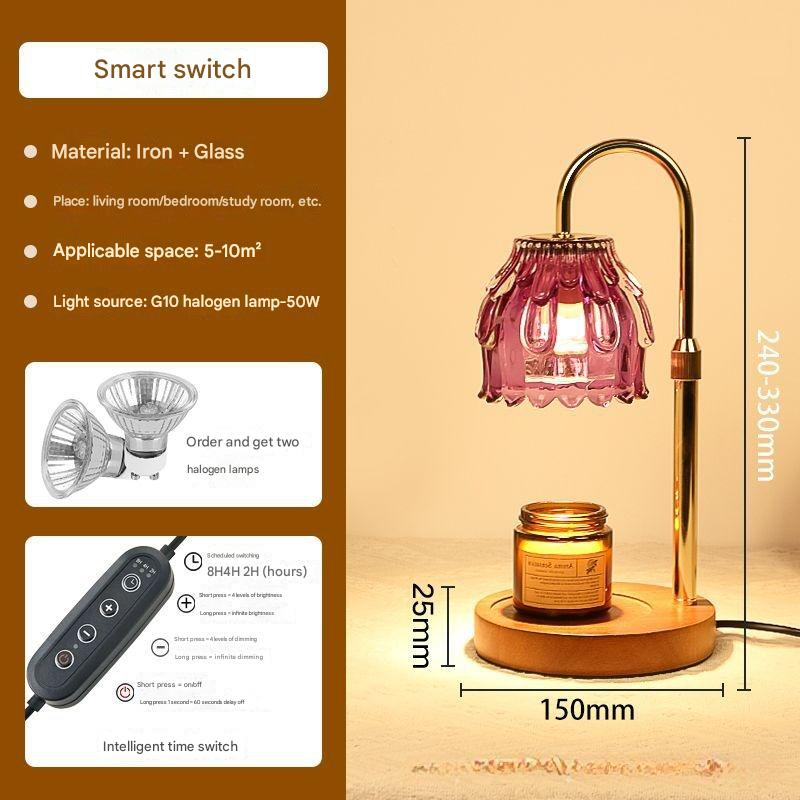 purple cover   walnut-colored base - timed dimming