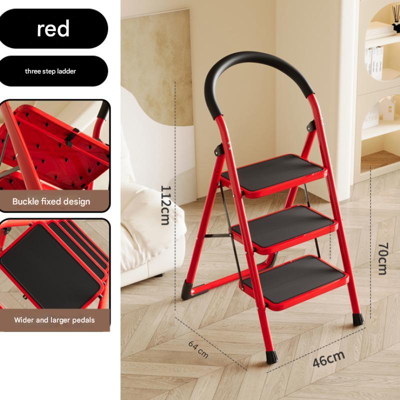 Red three step ladder