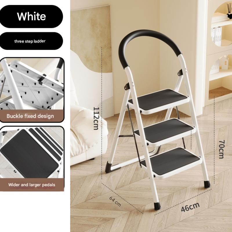 White three-step ladder