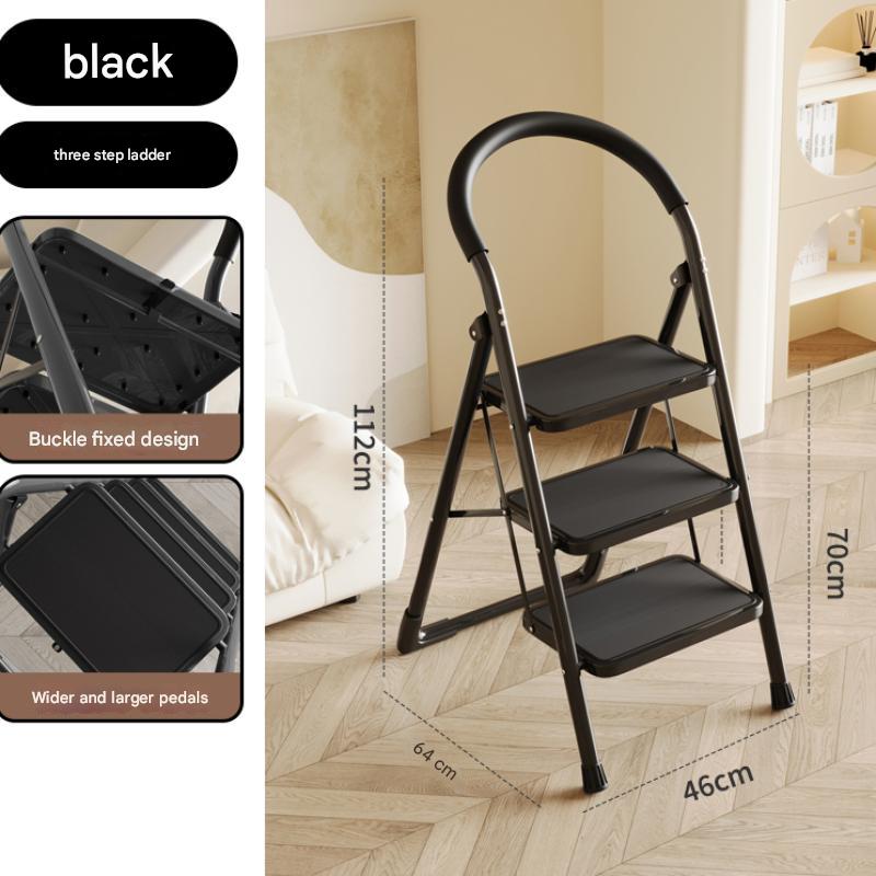 Black three-step ladder