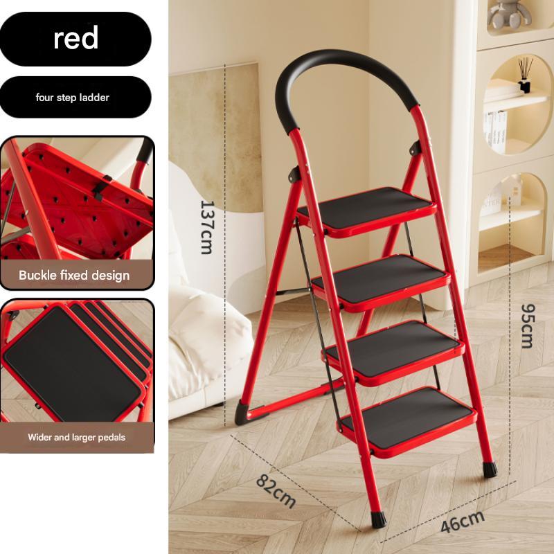 Red four-step ladder