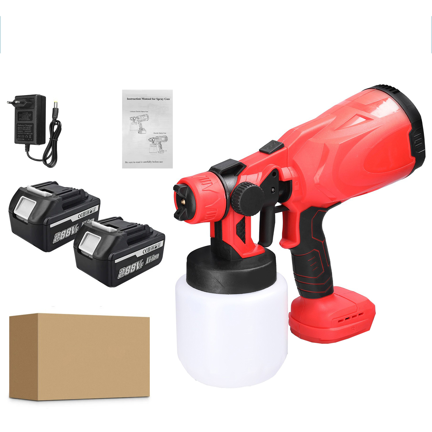 Red 2 batteries 1 charger (Euro standard)