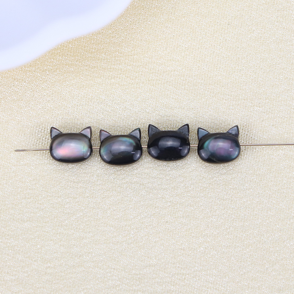 1:Cat Black Butterfly Shell-Carved 7 × 6