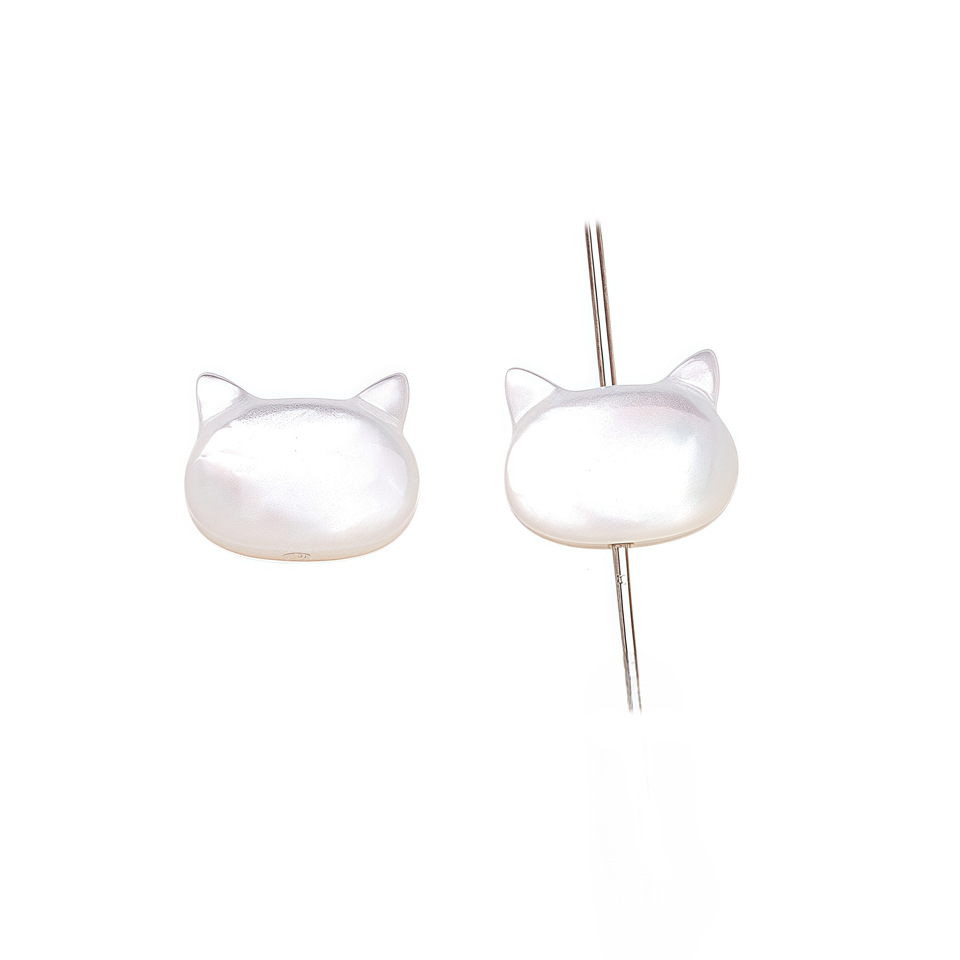 8:Cat white butterfly shell vertical hole 10×8